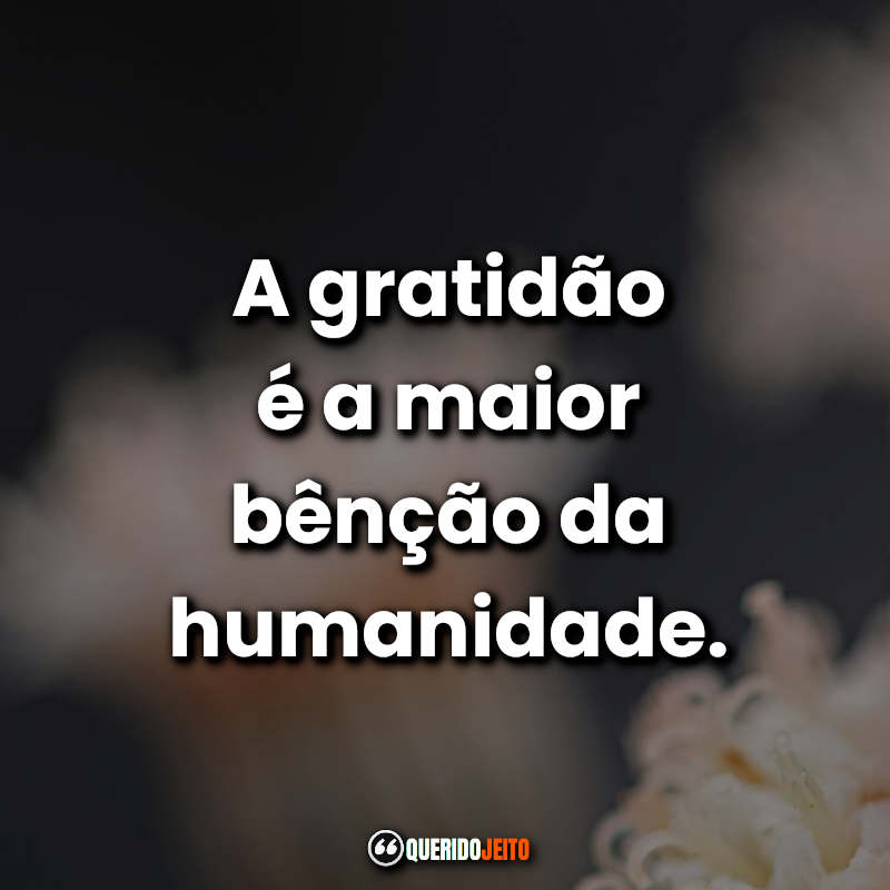 "A gratidão é a maior bênção da humanidade."