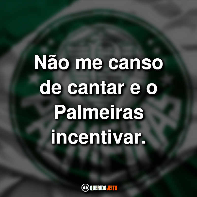 Não me canso de cantar e o Palmeiras incentivar.