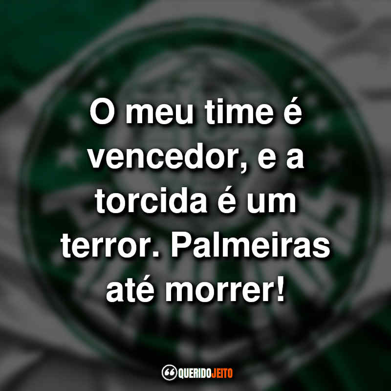 O meu time é vencedor, e a torcida é um terror. Palmeiras até morrer!