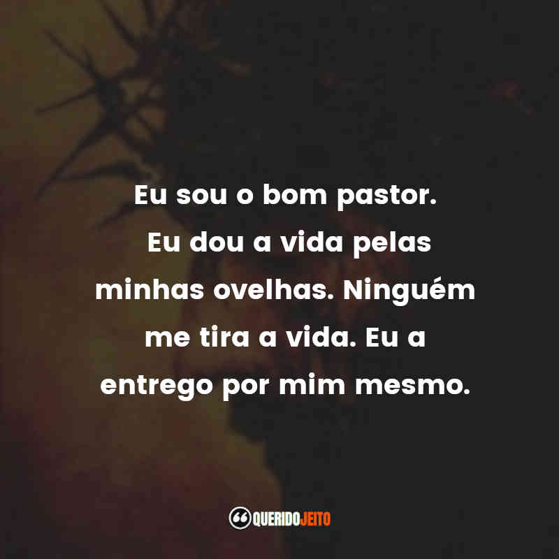 Frases do Filme A Paixão de Cristo: Eu sou o bom pastor. Eu dou a vida pelas minhas ovelhas. Ninguém me tira a vida. Eu a entrego por mim mesmo.