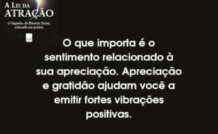 Frases A Lei da Atração: O que importa é o sentimento relacionado à sua apreciação. Apreciação e gratidão ajudam você a emitir fortes vibrações positivas.