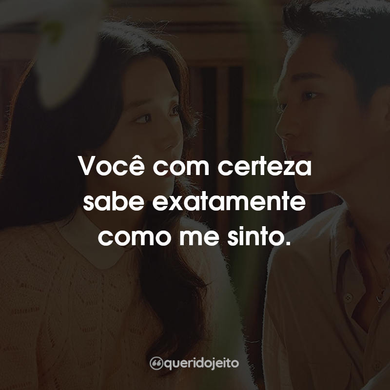 Você com certeza sabe exatamente como me sinto.
