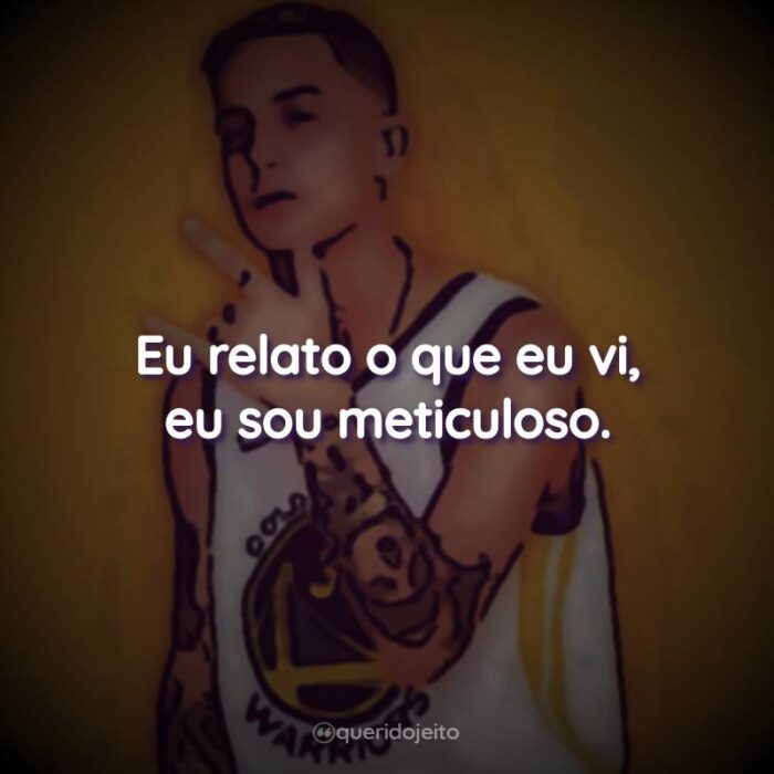 Eu relato o que eu vi, eu sou meticuloso.