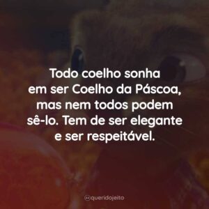 Todo coelho sonha em ser Coelho da Páscoa, mas nem todos podem sê-lo. Tem de ser elegante e ser respeitável.