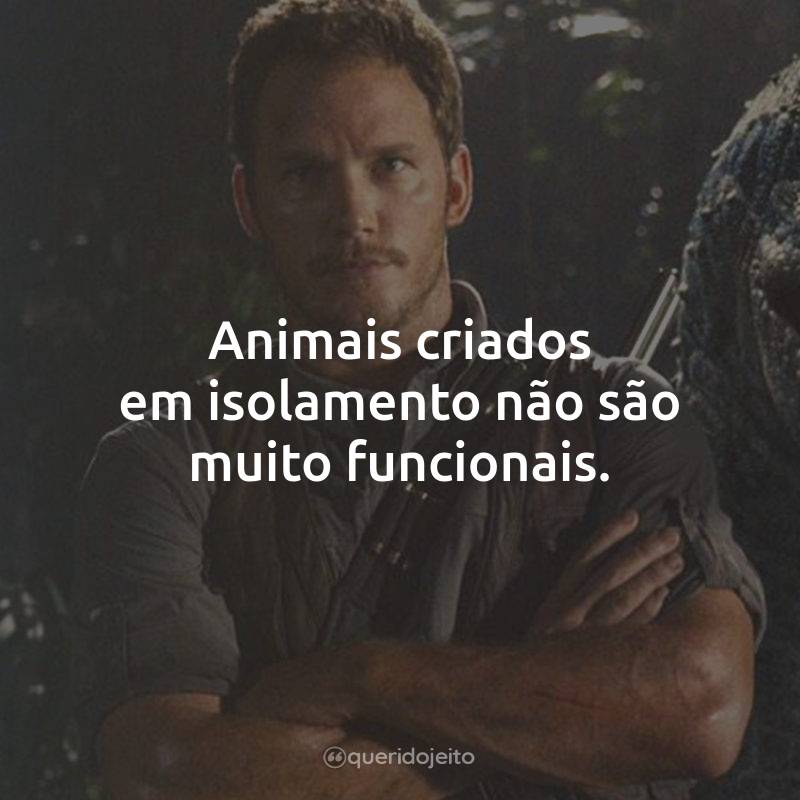 Frases do Filme Jurassic World: O Mundo dos Dinossauros: Animais criados em isolamento não são muito funcionais.