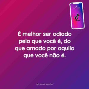É melhor ser odiado pelo que você é, do que amado por aquilo que você não é.