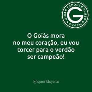 O Goiás mora no meu coração, eu vou torcer para o verdão ser campeão!