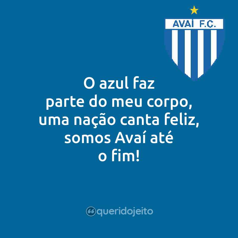Frases do Avaí Futebol Clube: O azul faz parte do meu corpo, uma nação canta feliz, somos Avaí até o fim!