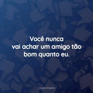 Você nunca vai achar um amigo tão bom quanto eu.