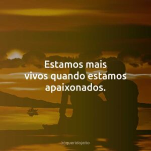 Estamos mais vivos quando estamos apaixonados.