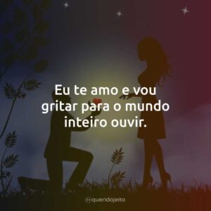 Eu te amo e vou gritar para o mundo inteiro ouvir.