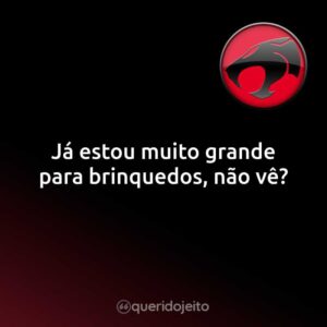 Já estou muito grande para brinquedos, não vê?