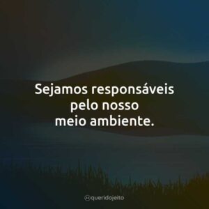 Sejamos responsáveis pelo nosso meio ambiente.