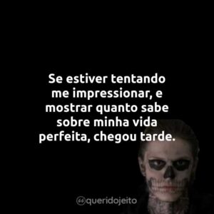 Se estiver tentando me impressionar, e mostrar quanto sabe sobre minha vida perfeita, chegou tarde.