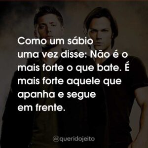 Como um sábio uma vez disse: Não é o mais forte o que bate. É mais forte aquele que apanha e segue em frente.