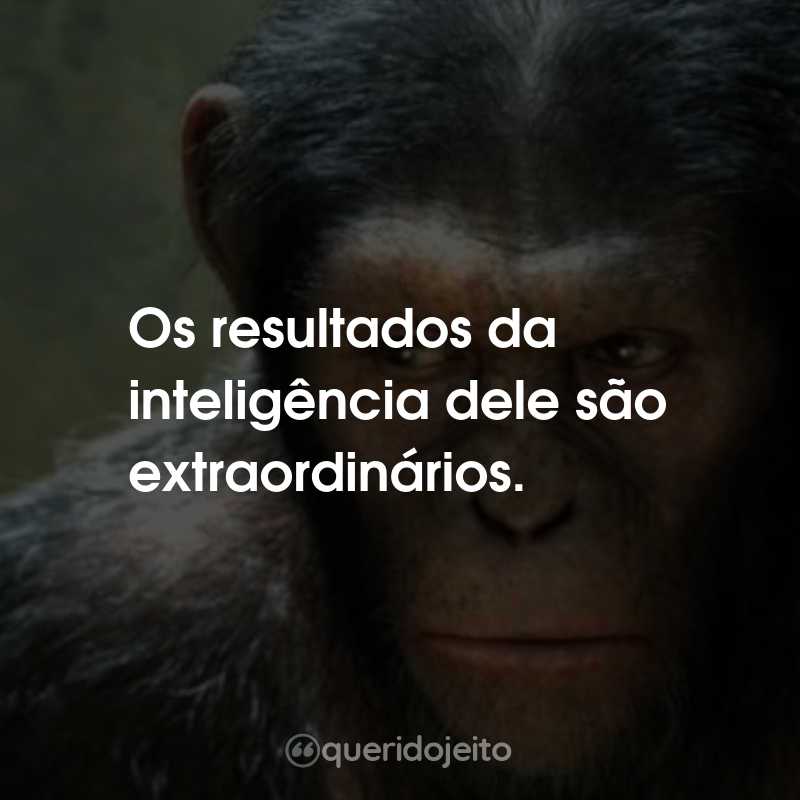 Frases do Filme Planeta dos Macacos: A Origem: Os resultados da inteligência dele são extraordinários.