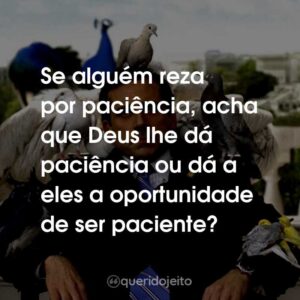 Se alguém reza por paciência, acha que Deus lhe dá paciência ou dá a eles a oportunidade de ser paciente?