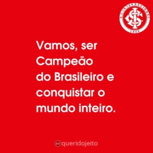 Vamos, ser Campeão do Brasileiro e conquistar o mundo inteiro.