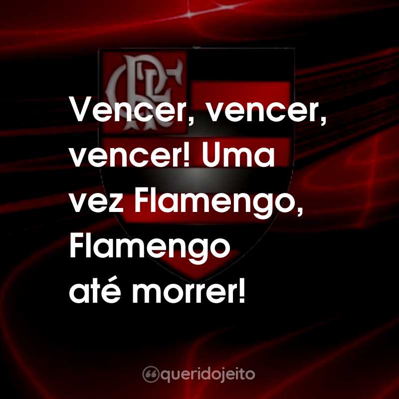 Frases do Clube de Regatas do Flamengo: Vencer, vencer, vencer! Uma vez Flamengo, Flamengo até morrer!