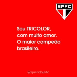 Sou TRICOLOR, com muito amor. O maior campeão brasileiro.
