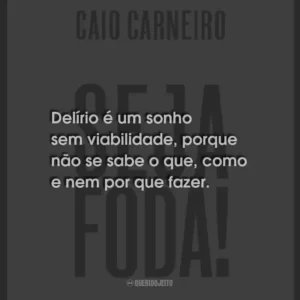 Delírio é um sonho sem viabilidade, porque não se sabe o que, como e nem por que fazer.