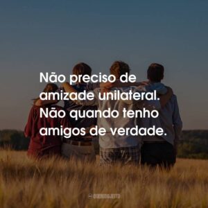Não preciso de amizade unilateral. Não quando tenho amigos de verdade.