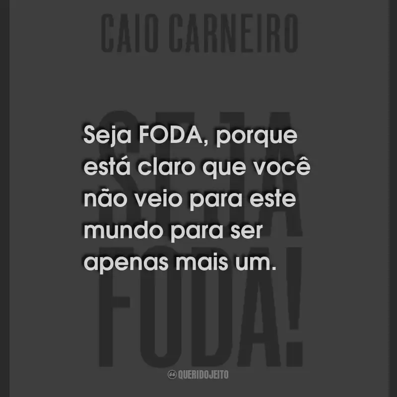 Frases do Livro Seja Foda! Seja FODA, porque está claro que você não veio para este mundo para ser apenas mais um.