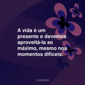 A vida é um presente e devemos aproveitá-la ao máximo, mesmo nos momentos difíceis.