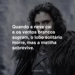 Quando a neve cai e os ventos brancos sopram, o lobo solitário morre, mas a matilha sobrevive.