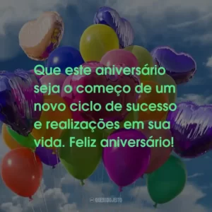 Que este aniversário seja o começo de um novo ciclo de sucesso e realizações em sua vida. Feliz aniversário!