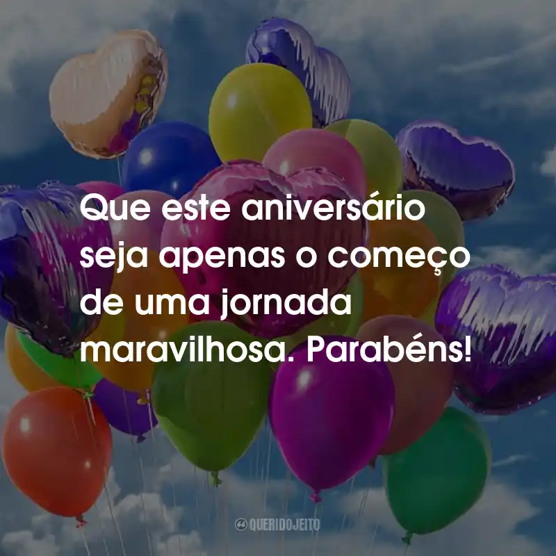 Frases de Feliz Aniversário: Que este aniversário seja apenas o começo de uma jornada maravilhosa. Parabéns!