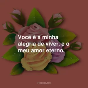Você é a minha alegria de viver, e o meu amor eterno.