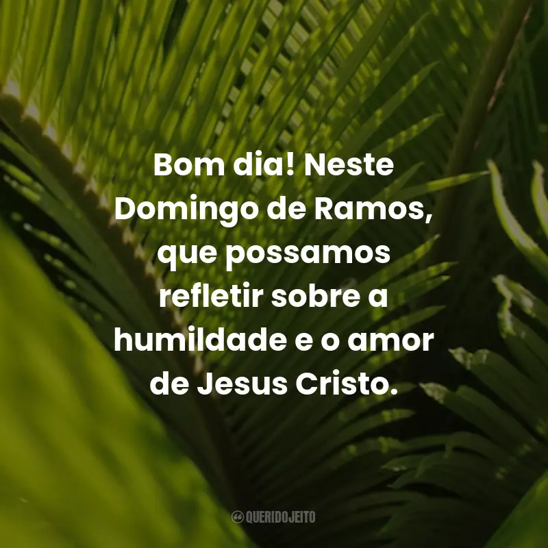Frases Para Domingo de Ramos: Bom dia! Neste Domingo de Ramos, que possamos refletir sobre a humildade e o amor de Jesus Cristo.