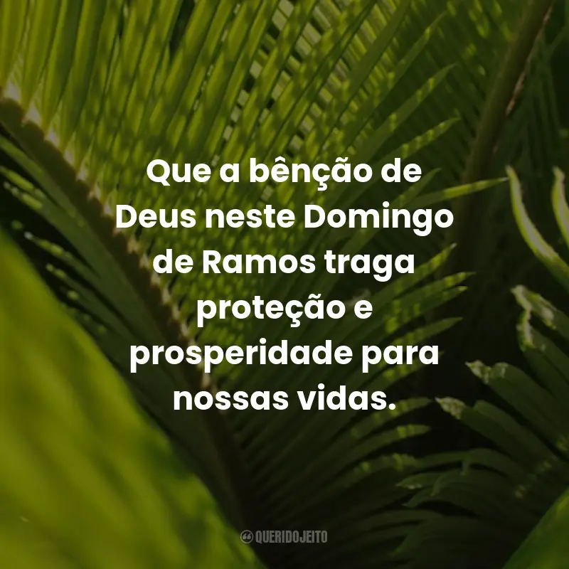 Frases Para Domingo de Ramos: Que a bênção de Deus neste Domingo de Ramos traga proteção e prosperidade para nossas vidas.
