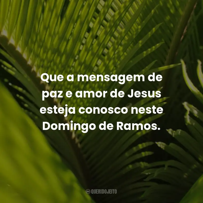 Frases Para Domingo de Ramos: Que a mensagem de paz e amor de Jesus esteja conosco neste Domingo de Ramos.