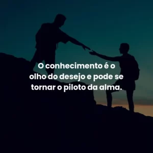 O conhecimento é o olho do desejo e pode se tornar o piloto da alma.