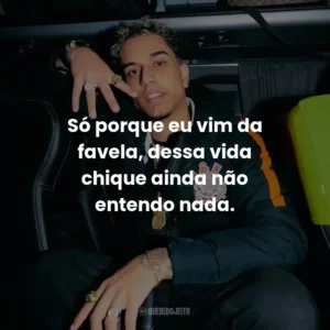 Só porque eu vim da favela, dessa vida chique ainda não entendo nada.