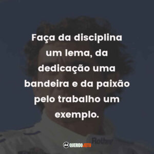 Faça da disciplina um lema, da dedicação uma bandeira e da paixão pelo trabalho um exemplo.