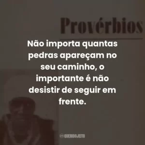 Não importa quantas pedras apareçam no seu caminho, o importante é não desistir de seguir em frente.