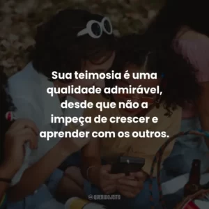 Sua teimosia é uma qualidade admirável, desde que não a impeça de crescer e aprender com os outros.