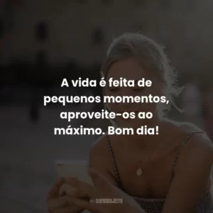 A vida é feita de pequenos momentos, aproveite-os ao máximo. Bom dia!