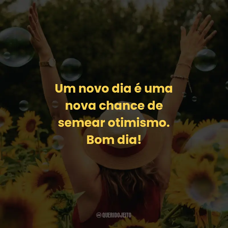 Frases de Bom Dia Positivas: Um novo dia é uma nova chance de semear otimismo. Bom dia!