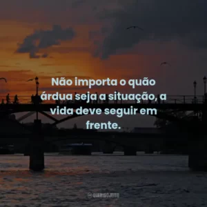 Não importa o quão árdua seja a situação, a vida deve seguir em frente.