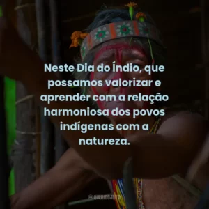 Neste Dia do Índio, que possamos valorizar e aprender com a relação harmoniosa dos povos indígenas com a natureza.