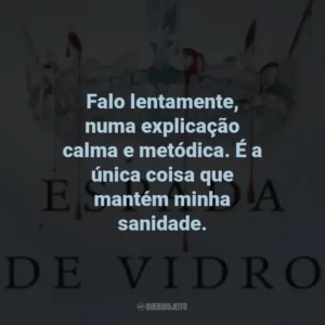 Falo lentamente, numa explicação calma e metódica. É a única coisa que mantém minha sanidade.