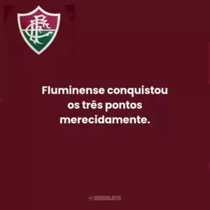 Fluminense conquistou os três pontos merecidamente.