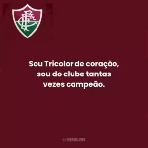 Sou Tricolor de coração, sou do clube tantas vezes campeão.