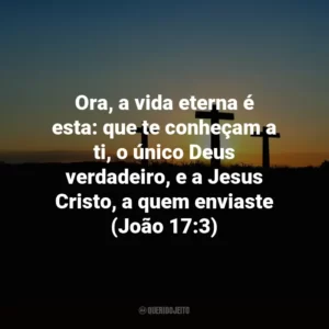 Ora, a vida eterna é esta: que te conheçam a ti, o único Deus verdadeiro, e a Jesus Cristo, a quem enviaste (João 17:3)