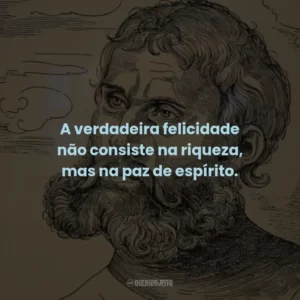 A verdadeira felicidade não consiste na riqueza, mas na paz de espírito.
