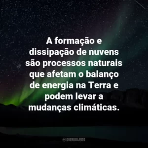 A formação e dissipação de nuvens são processos naturais que afetam o balanço de energia na Terra e podem levar a mudanças climáticas.